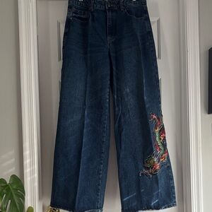 Ed Hardy Dragon wide leg jeans